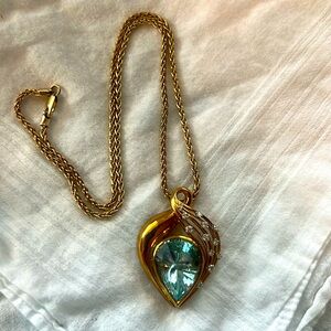 Andrew Costen Aquamarine and Diamond Pendant set in 18k yellow and white gold